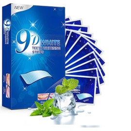 28PCS Tiras Blanqueadoras Dentales 9D, Teeth Whitening strips Anti-Deslizantes, Sabor Menta Refresca Respiración, Blanquear los Dientes de Forma Rápida Eliminan Manchas de Café, Vino y Tabaco