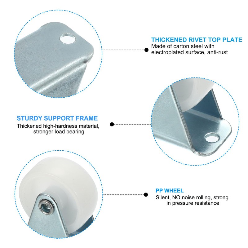 PATIKIL 1" Rigid Caster Wheels, 4 Pack Silent Fixed Non-Swivel