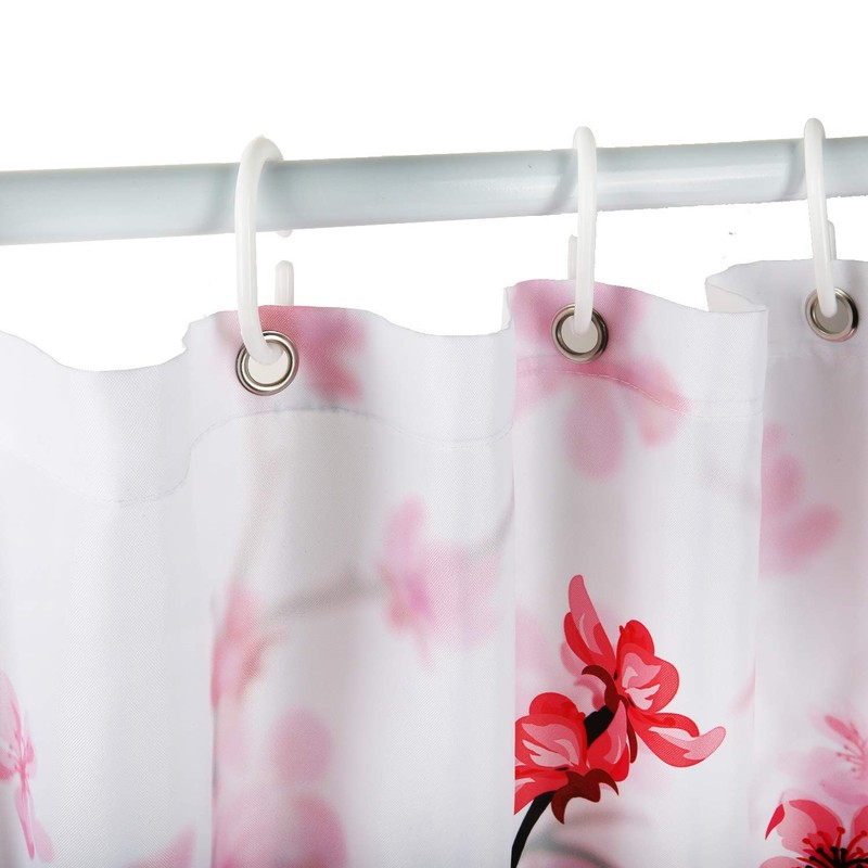 LIVILAN Cherry Blossom Shower Curtain Pink Floral Shower Curtain with