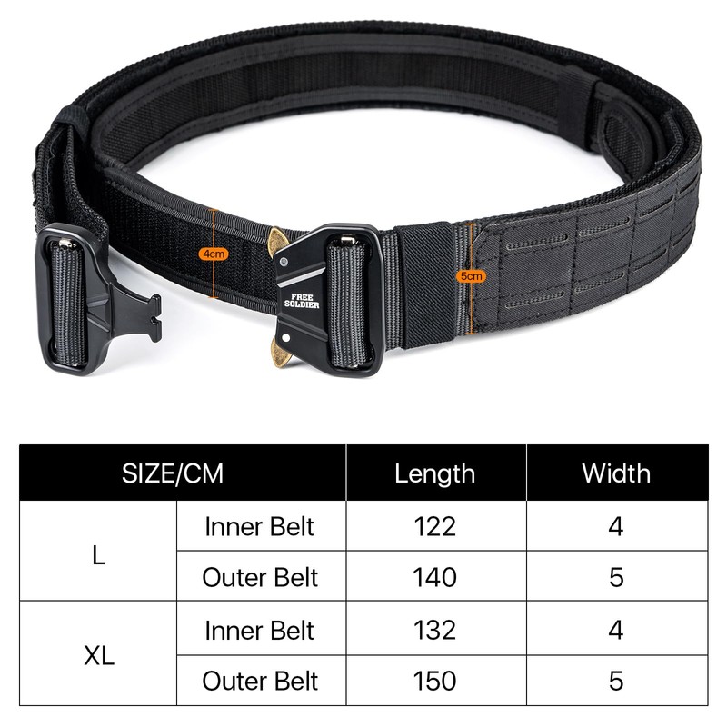 FREE SOLDIER Double Layer Tactical Belt with Inner Belt with
