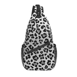 LAKUERVI Leopard Chest Sling Bag Seamless Pattern Black White Animal Skin Print Crossbody Shoulder Backpack Adjustable Lightweight Travel Hiking Casual Daypack for Men Women Outdoors Biking Camping