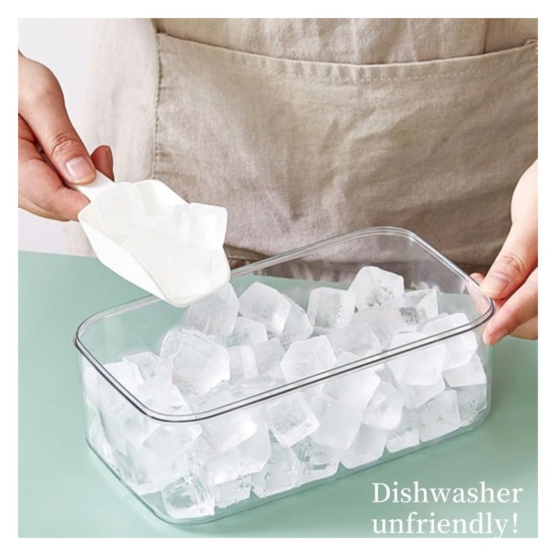 Ice Cube Trays with Lid and Bin, Reusable 56 Food-Grade