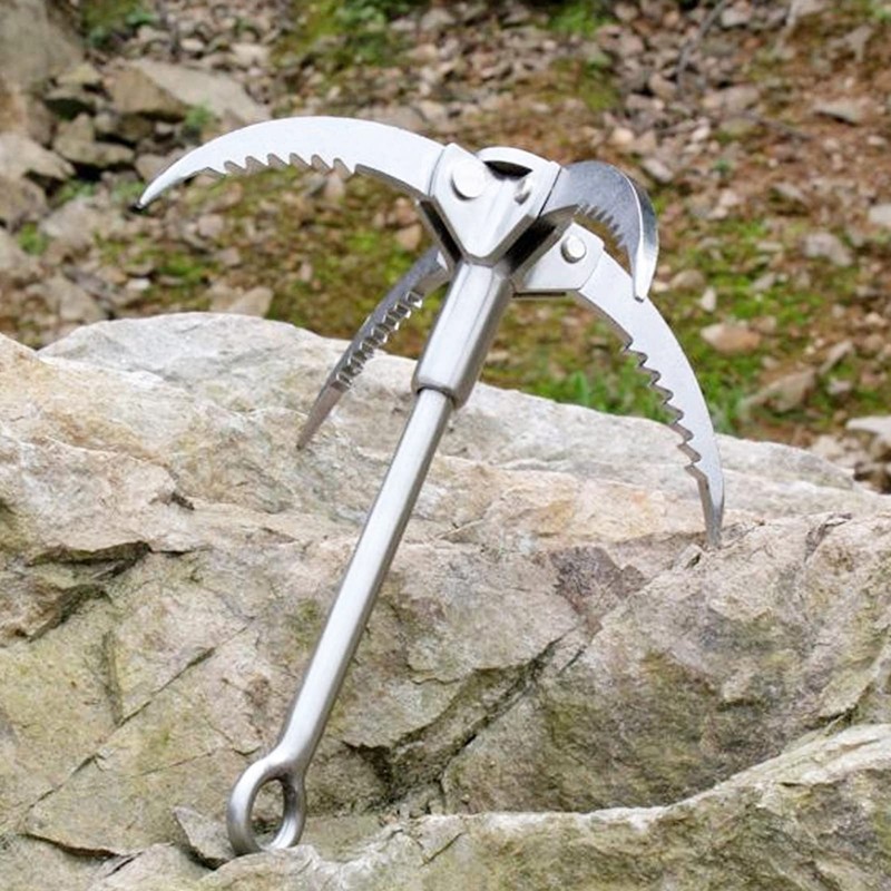 Ausla Stainless Steel Foldable Grappling Hook with 4 Claws for