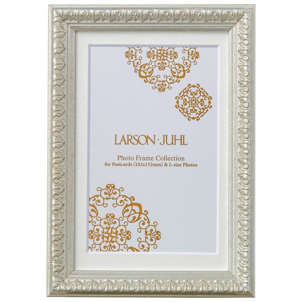 Larson Jules Charme Postcard (4x6 inch = 102x152mm inside dimension) with Large Insert Mat (74x120mm) Silver