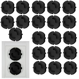 Socket Fuse, Child Lock, Socket Cover, Pack of 10 or 20, Made in EU (Black x 20)
