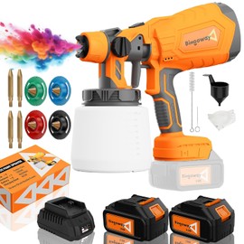 Cordless Paint Sprayer 21V 2 x 4000Ah Batteries, 700W HVLP Electric Spray Gun with 4 Nozzles & 3 Patterns, Adjustable Spray Width, Easy-to-Clean Sprayer for House Furniture Fence Door Painting