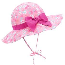 Baby Sun Hat for Toddler Boys & Girls, UPF 50+, Adjustable Wide Brim Bucket Hats, Summer Beach Caps, Ideal for Ages 1-7 Years A Pink 2-4 Years