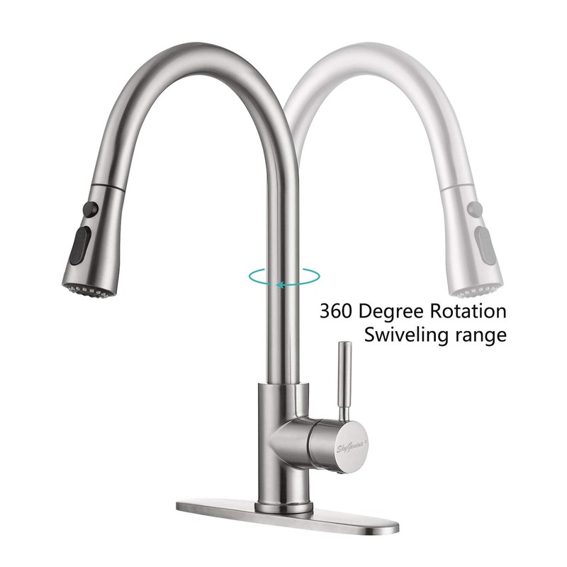 Single Handle Pull Down Kitchen Faucet, Stainless Steel Pull Out