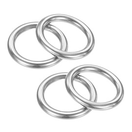 TIXIPEM 30mm Dia Metal O Rings [4Pcs] - 316 Stainless Steel 6mm THK Multi-Purpose Welded Round Rings Use for Crafts & Camping Belt & Dog Leashes - Seamless Lifting Hoops
