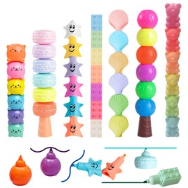CNYMANY 7 packs (38 pcs) Mini Highlighter Pens, Pastel Colourful Highlighter Cute Stackable Kawaii Marker Pens for Writing Drawing Office School Supplies Stationery