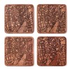 Copenhagen Map Coaster, Set of 4, Sapele Wooden Coaster with