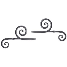 RTZEN Decorative Large Curtain Holdbacks - Set of 2 - Wrought Iron Window Drapery Tiebacks - Handmade Rod Drape Tieback Black Hooks - Rot Metal Drapes Hangers - Unique Hand Craft Décor