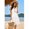 VOTEPRETTY Womens 2025 Summer Dress Midi V Neck Tie Front
