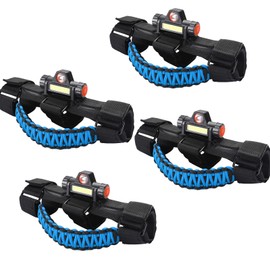 cartaoo Upgrade Roll Bar Grab Handles with Dome Light for Jeep Gladiator Accessories, Premium Paracord Grips Fit 2.0-4.0 Inch Rods CJ YJ TJ JK JL & Gladiator JT 1945-2023 (Blue 4pcs)