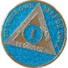 Ranger Industries 1 Year AA Medallion Aruba Blue Glitter Sobriety