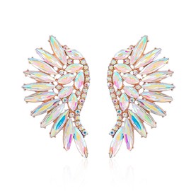 Peasimy Angel Wing Rhinestone Stud Earrings for Women Retro Sparkling Crystal Cluster Chandelier Earrings Bohemian Wing Drop Dangle Earrings Bridal Wedding Prom Jewelry Gifts (Color)