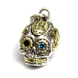 good vibrations Good Vibration Skull London Blue Topaz Pendant, Brass Silver