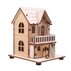 TOYANDONA LED Christmas House Illuminated Winter Village House Wooden Christmas Village Houses Wooden House Christmas Town with Lighting Christmas Decoration Holiday Decoration Winter