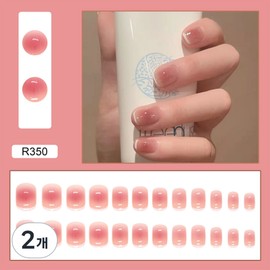 Clab Wearable Nail Art Short Nails Short Nails Nail Tip Design Artificial Nail Tips Attachable Nail Tips, 2 Pieces / Clab 착용형 네일아트 짧은손톱 숏네일 네일팁 디자인 인조손톱팁 붙이는네일팁, 2개