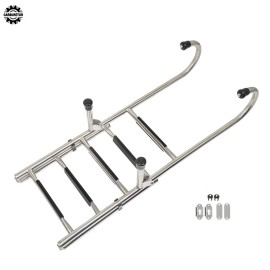 home-garden-fix 2+3 Steps Stainless Steel Folding Ladder Telescoping 400 lb.For Boats 5 Step