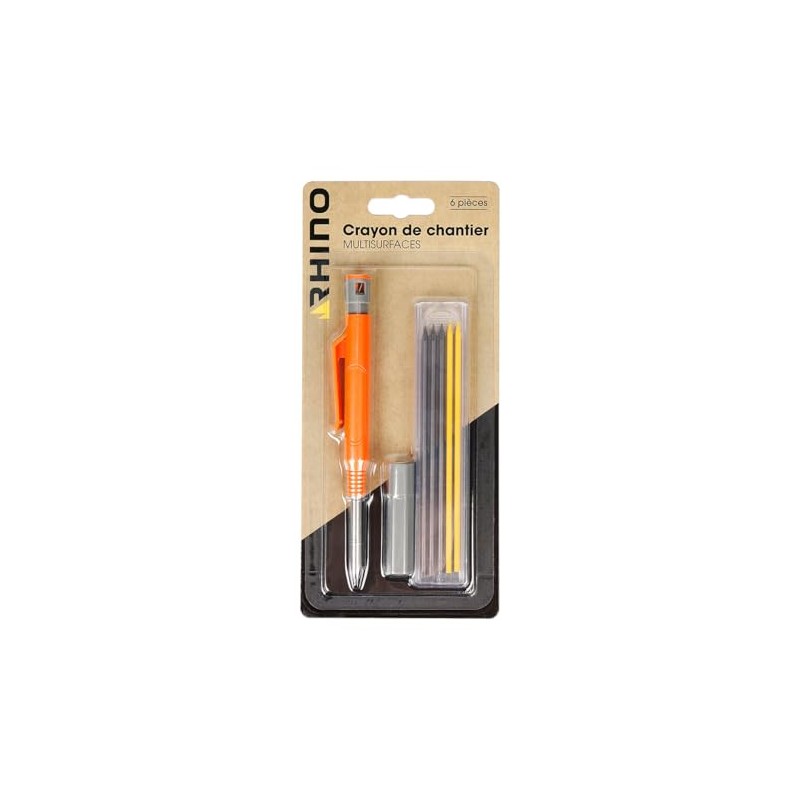Rhino - Construction Pencil, Carpenter's Pencil, Professional Pencil, 6 Pieces,