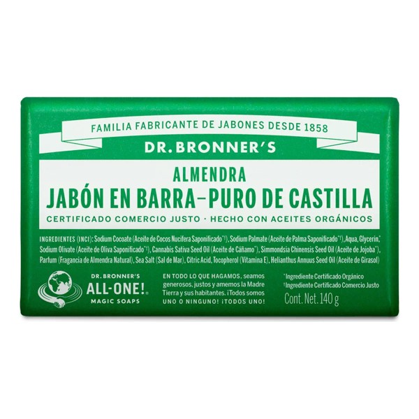 Dr. Bronners Jabon De Castilla Barra Dr Bronner's Almendra Organico 140gr