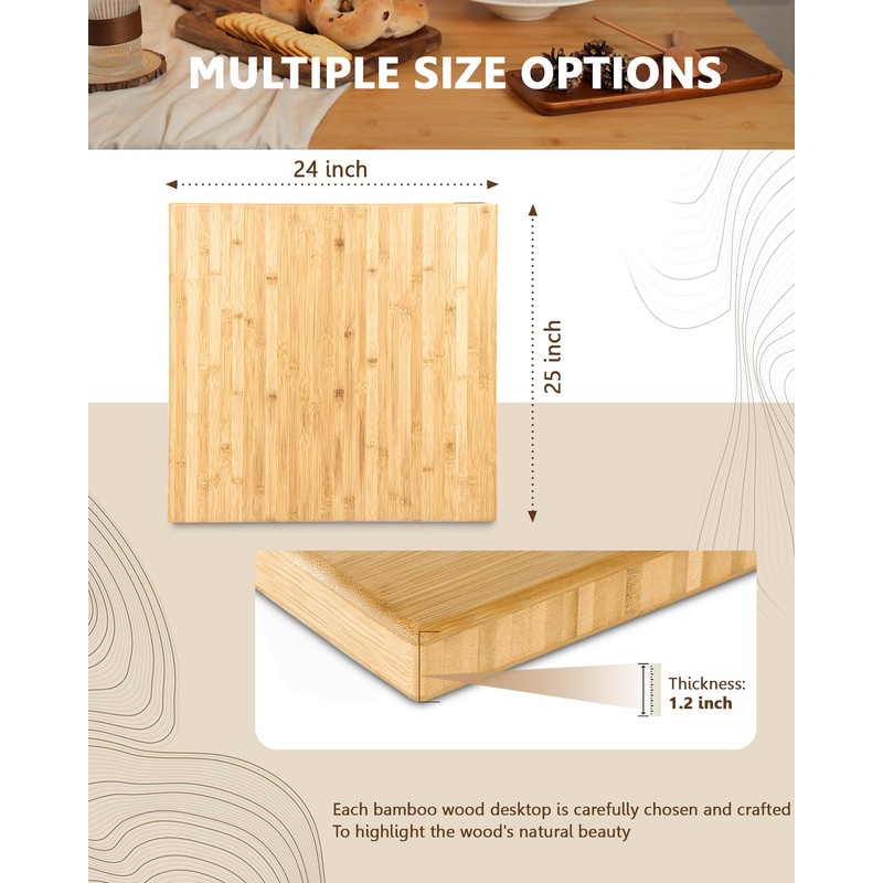 24"x25" Butcher Block Counter Top, DIY Bamboo Countertop, 1.2'' Thick