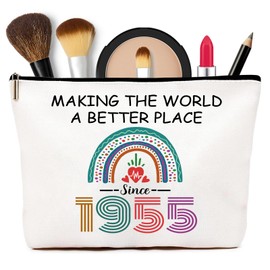 70th Birthday Gifts for Women, 70th Birthday Decorations Makeup Bags for Her, 70th 1955 Year Old Cosmetic Bags for Mum, Wife, Sister, Bestie, Best Friend, Travel Toiletry Bag