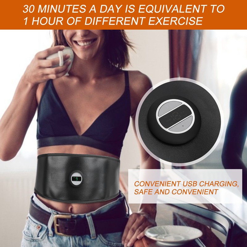 Smart Abdominal Muscle Trainer TENS PU Leather Slimming Belt Rechargeable
