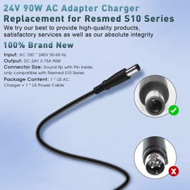 Adaptador Cargador para Resmed S10 AirSense10 AirCurve 10 para ResMed S10 370001 37344 AirCurve 10 Series BiPAP Machines Air Elite Sense CPAP Alimentación Cargador