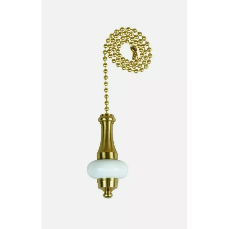 Jandorf PULL CHAIN 12" L Solid Brass w/ Decorative White