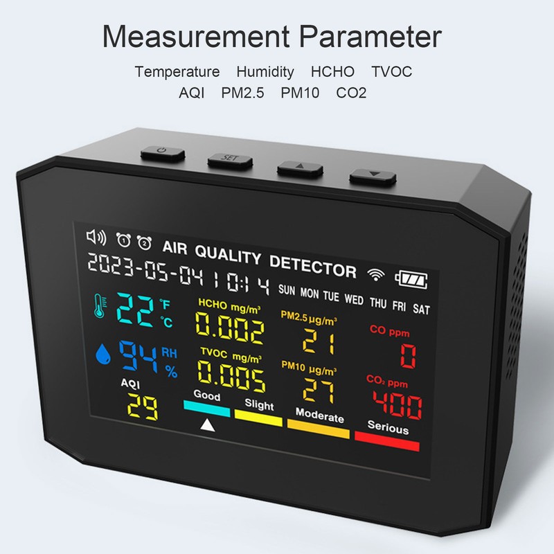 Air Quality Monitor PM2.5 PM10 HCHO TVOC CO2 Temperature Humidity