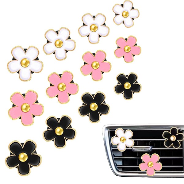 12 Stück Gänseblümchen Blumenförmige Auto-Lüftungsclips,Lufterfrischer-Kit Auto Zubehör Innenraum Frauen,Auto-Lufterfrischer-Clips
