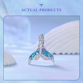 PAHALA 925 Strling Silver Colorful Enamel Mermaid Tail Dainty Vintage Cubic Zircon Pendant Necklace