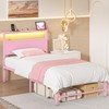Weehom Twin Bed Frames with Headboard Shelf Storage, Wood Twin