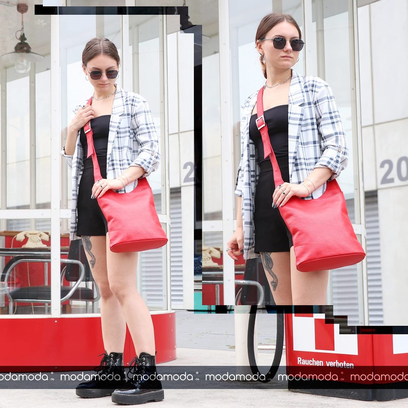 modamoda de T221 Women's Leather Shoulder Bag Medium Handmade in