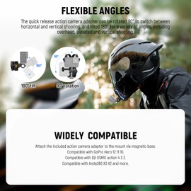 NEEWER Motorcycle Helmet Chin Strap Mount Accessories Kit Compatible with GoPro Hero 13 12 11 10 9 8 7 Black DJI OSMO Action 5 Pro 4 3 2 Insta360 AKASO, with Magnetic Quick Release Mount Adapter, GP19