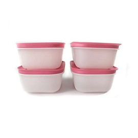 TUPPERWARE Freezer Container 450 ml White/Pink Ice Crystal (4) Ice Crystal