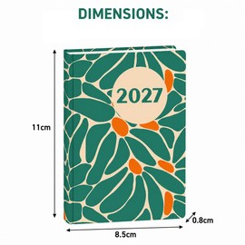 MA NASIR 2027 Graphic Patterned Diary Pocket Size – Assorted Design Week To View Diary, Hardcover With Ribbon Bookmark, 11 X 8.5cm, Year Planner & Notes Pages, Pocket Diary 2027 Pack Of 1
