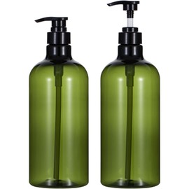 Yebeauty Pump Bottle Dispenser, 33.8oz 1000ml Refillable Shampoo Pump Bottles Empty Plastic Shower Soap Dispenser Large Liquid Containers for Conditioner Body Wash, Bathroom Kitchen, 2 Pack Green