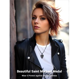 Saint Michael Black Shield Necklace St Michael The Archangel Pendant Catholic Religious Jewelry Women Men