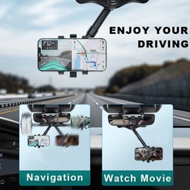 TBONEEY Soporte para Teléfono de Coche, Soporte Celular Auto Móvil Universal, Soporte para Celular Automovil para GPS Retrovisor Coche, para en el Coche Giratorio 360° y Retráctil Ajustable