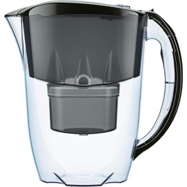 AQUAPHOR Jasper Black Water Filter Including 1 Maxfor+ Filter I Reduces Limescale and Chlorine I Carafe for 2.8 L I Table Water Filter I Fits in the Fridge Door