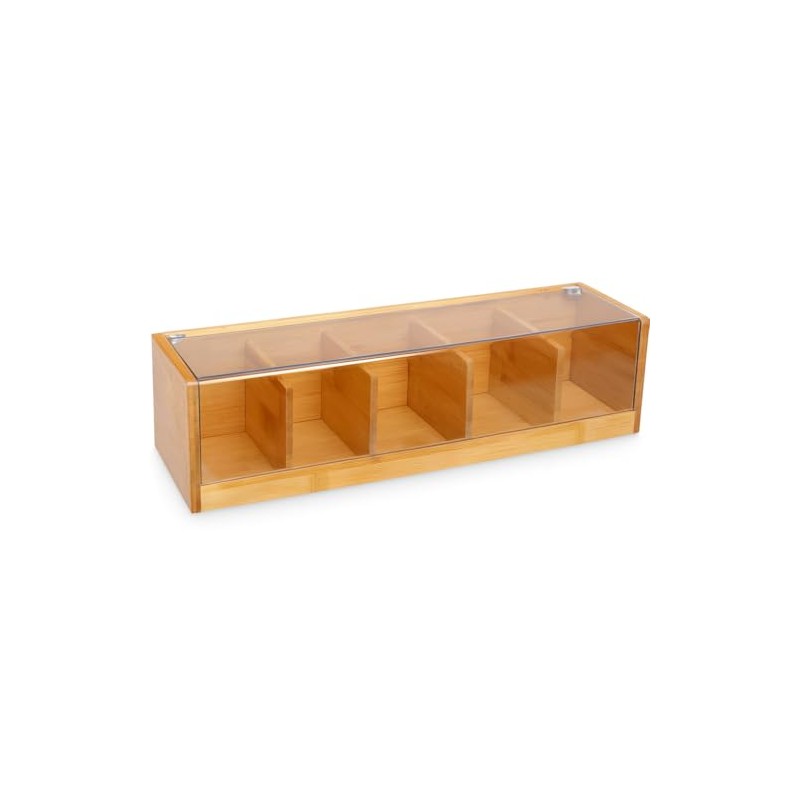 VITA PERFETTA Bamboo Tea Box with 5 Compartments Storage Box
