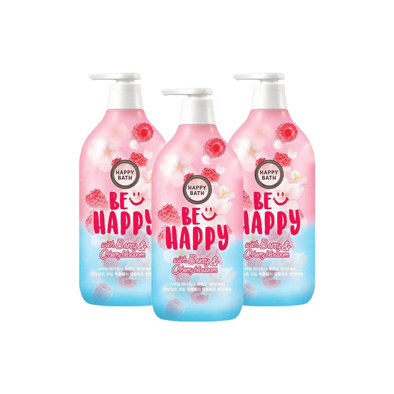 Happybath 해피바스 스마일 바디워시 릴렉싱 체리 앤 베리 900g 3개
