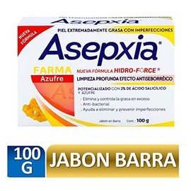ASEPXIA Azufre Jabón en Barra, Efecto antiseborréico, controla la grasa, limpia profundamente sin resecar la piel y combate imperfecciones, Barra de 1