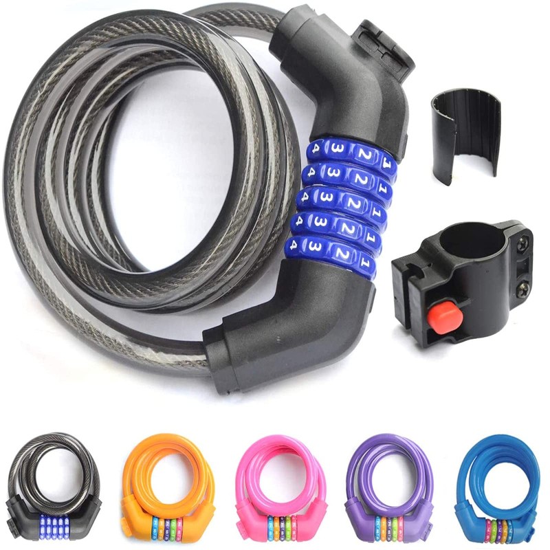 ZHEGE Wire Lock, Bicycle Key, 5-Digit Dial, Passcode, Security, Length