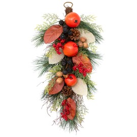 30" Fall Harvest Mixed Berry and Pomegranate Artificial Teardrop Swag - Unlit