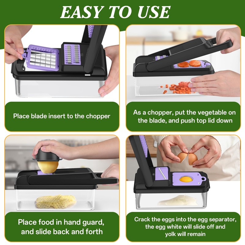 HomeHacks Vegetable Chopper Vegetable Cutter, 12 in 1 Kitchen Gadget,