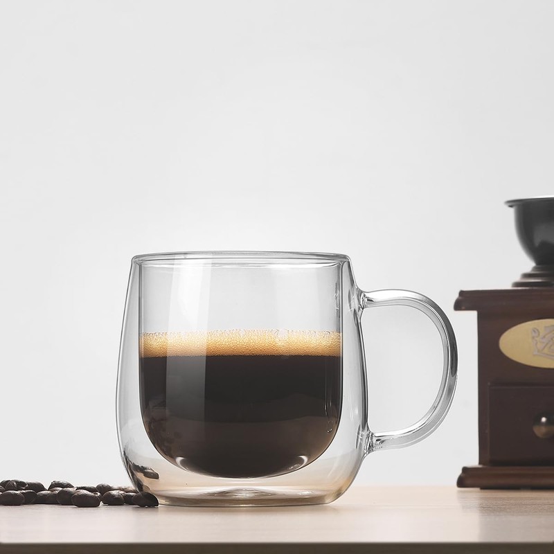 BNUNWISH Large Double Walled Glass Coffee Mugs Beer Cups 24oz